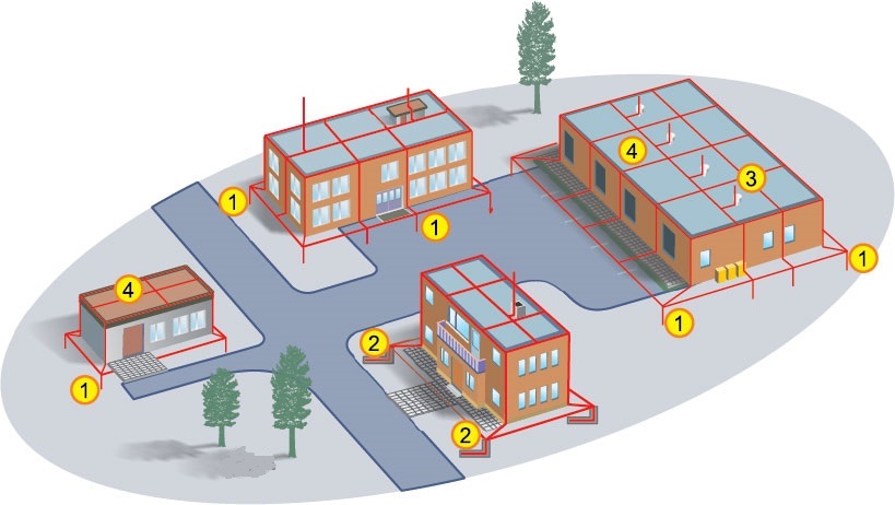 Схема   молниезащиты комплекса производственных зданий
